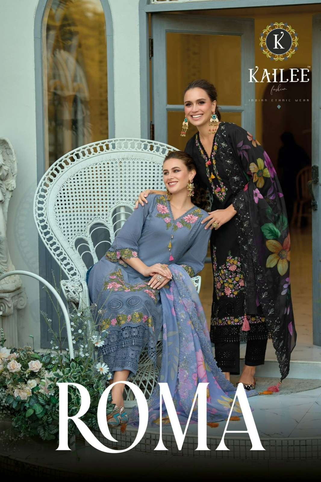 Kailee Fashion ROMA Ready to Wear Pure Cotton Weaving Self Shiffli Work Suit