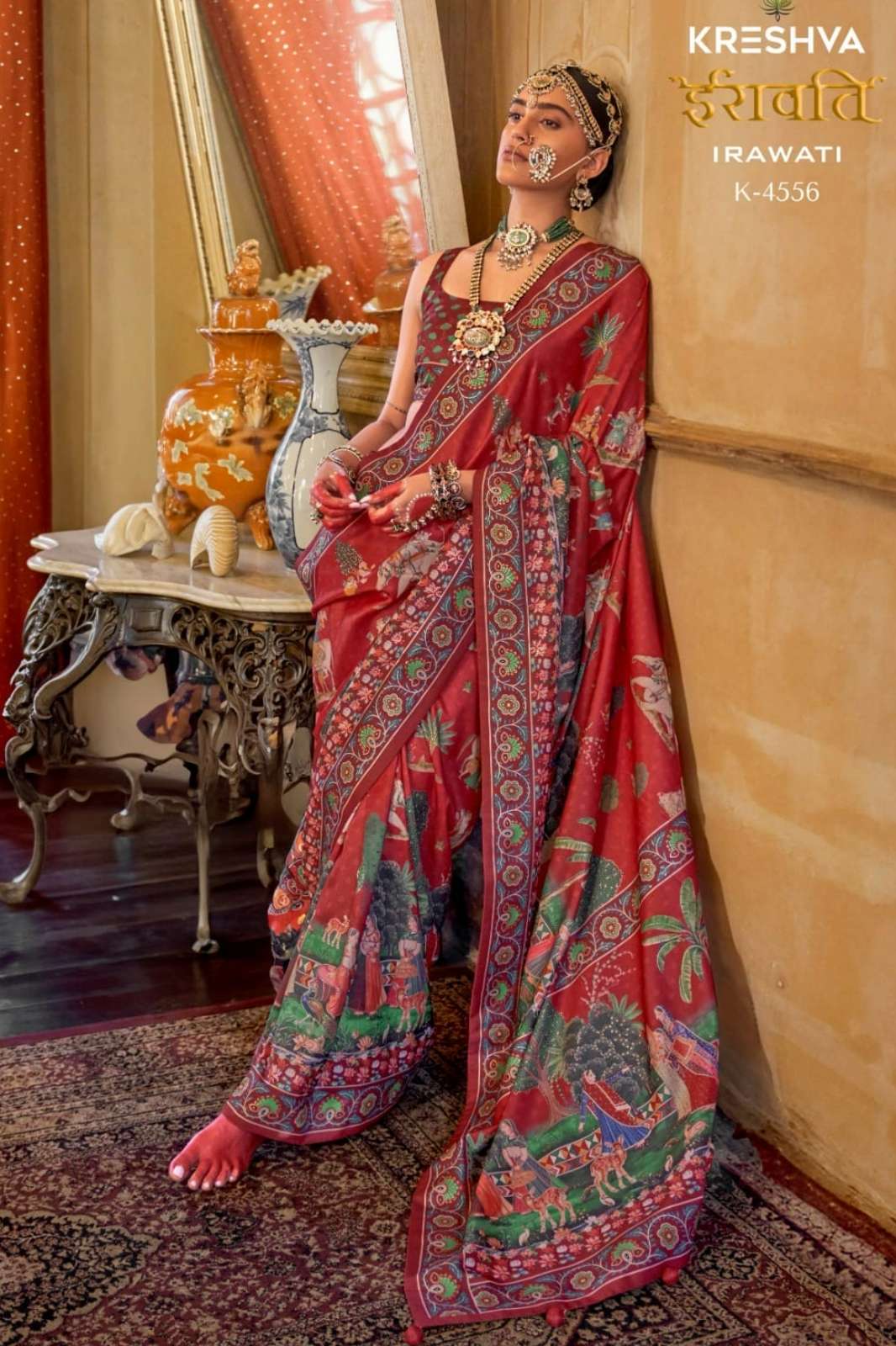 Kreshva IRAWATI Pure P V Tissue Silk LUXURY PRINT WITH GLORY FINISH Weaving Saree collection