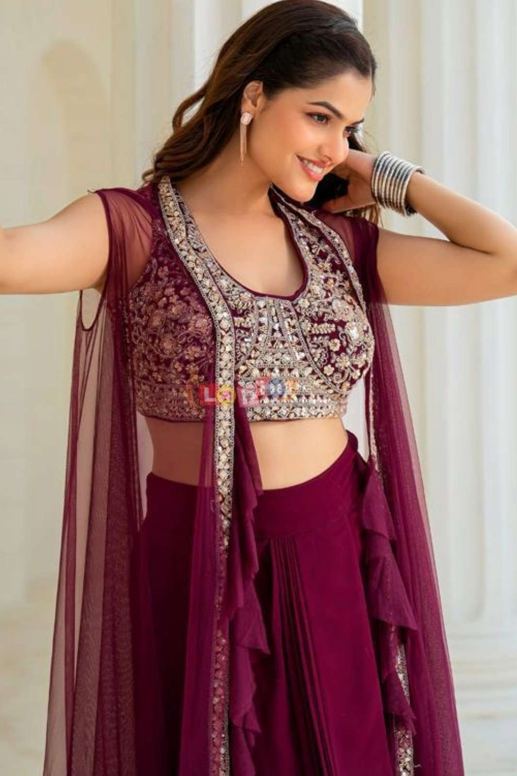 Lapink 20214 Ready to Wear embroidered Sequence and Piping work Viscose Fabric Indo Western