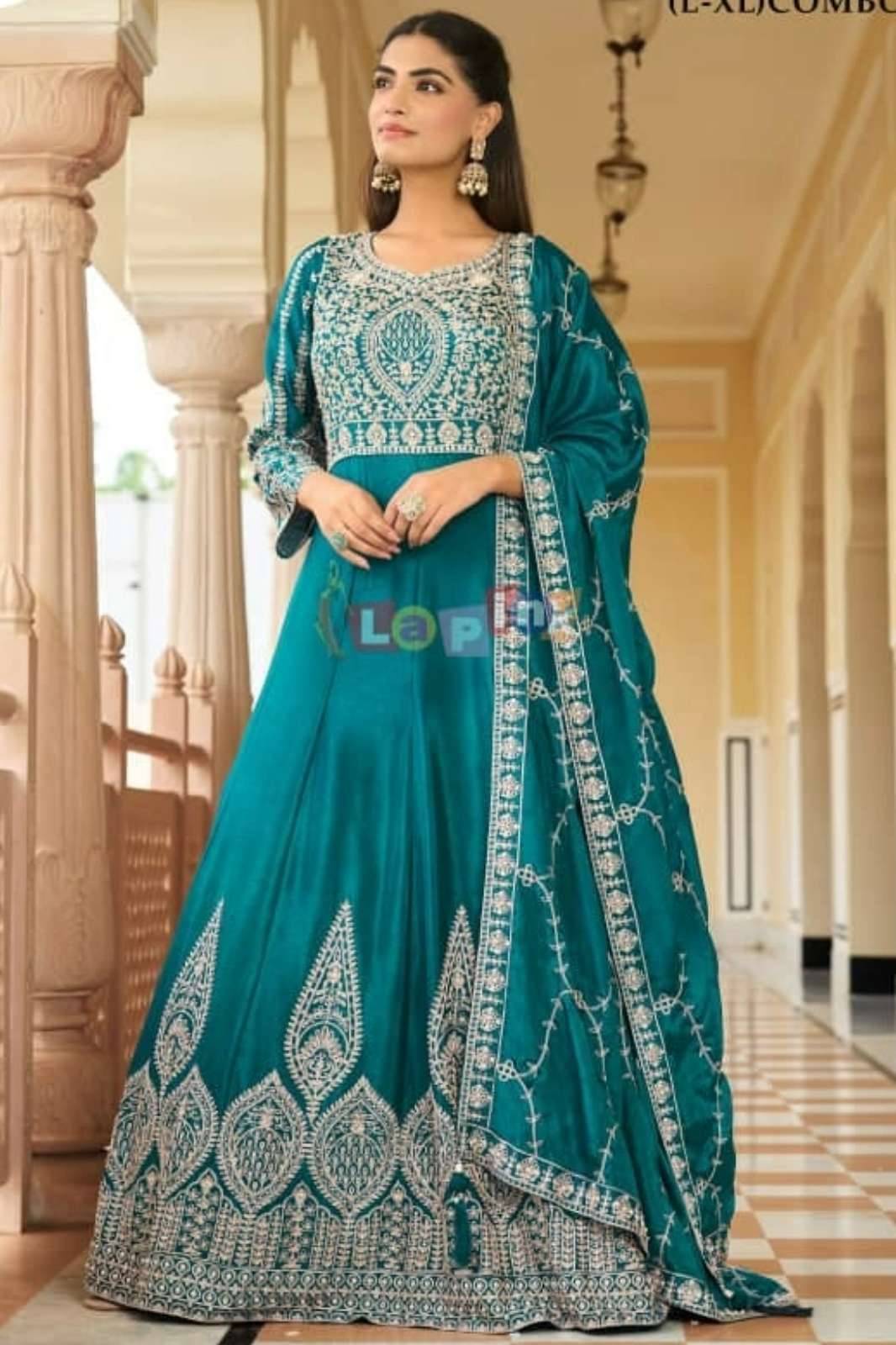 Lapink 20351 Ready to Wear embroidered Silk Fabric Gown 