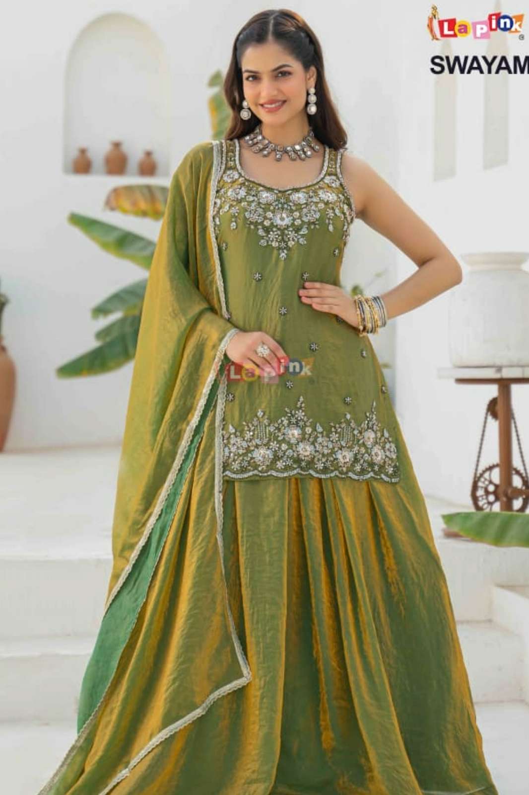 Lapink 20352 Ready to Wear Premium Fendi fabric Peplum Top with skirt