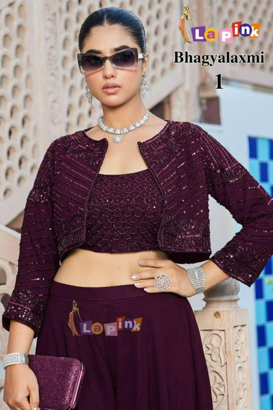 Lapink 20605 Ready to Wear Hand work with sequence & Piping work Viscose Fabric lehenga