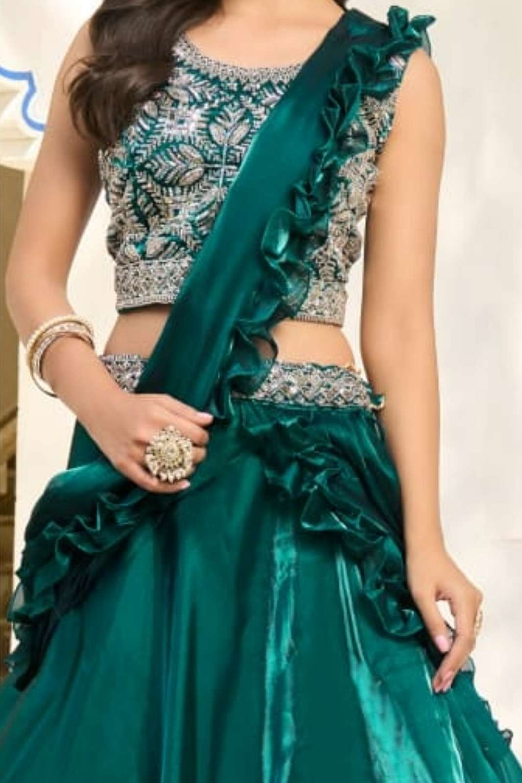 Lapink 20617 Ready to Wear Handwork Jimmy Choo fabric with piping detailed Wedding wear lehenga