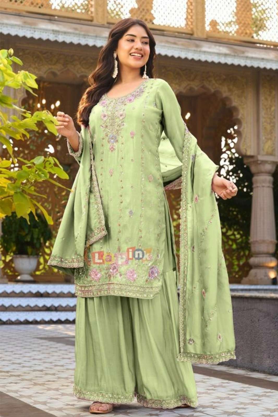 Lapink 20621 Premium All over beats work Shimmer fabric Ready to Wear Plazzo suit 