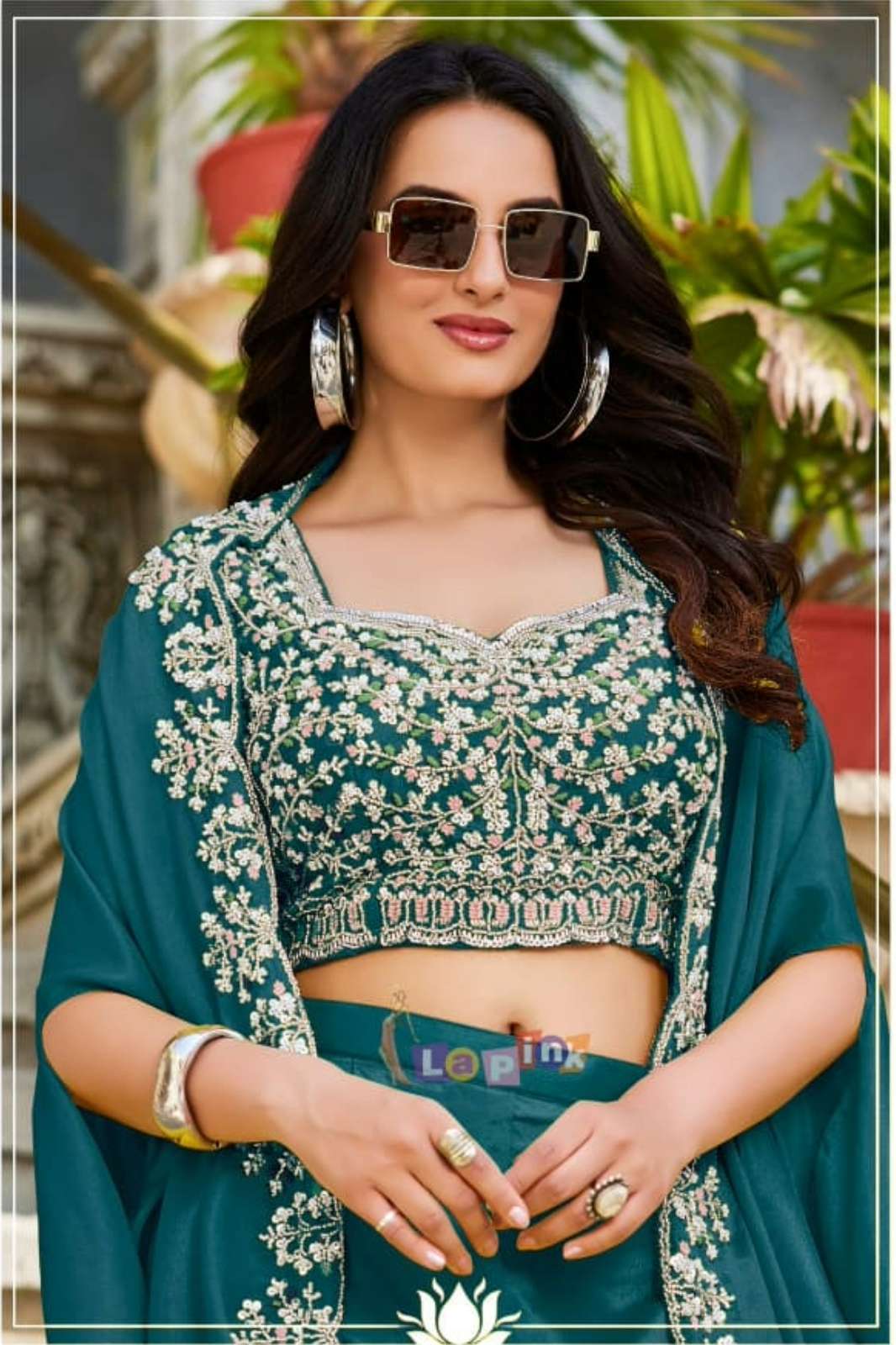 Lapink 20622 Premium Silk fabric Ready to Wear Piping and sequence work Diviader set with Cape