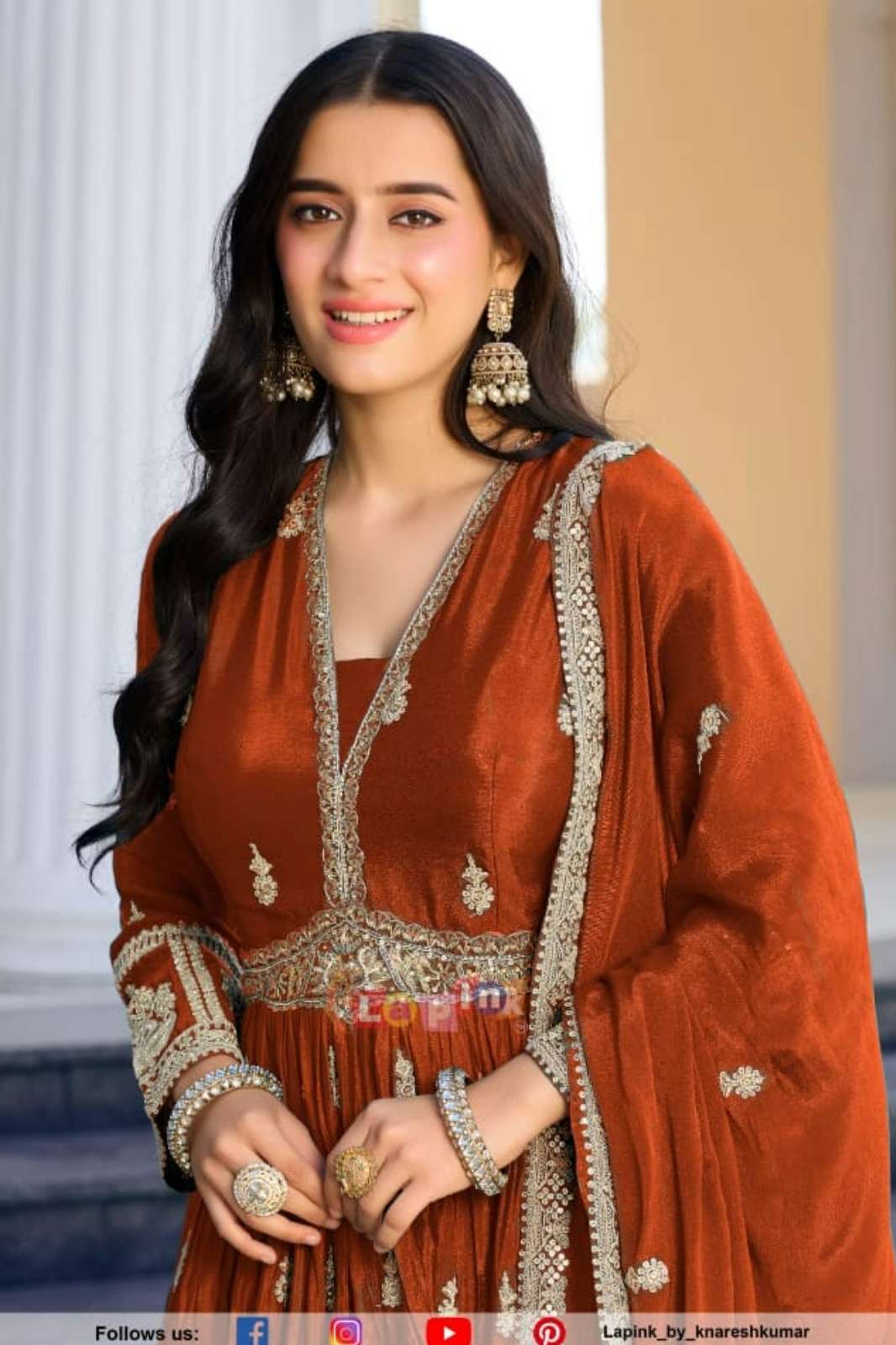 Lapink 20635 Ready to Wear Heavy Embroidered Stone And Sequence Work Chinon Fabric Anarkali Suit