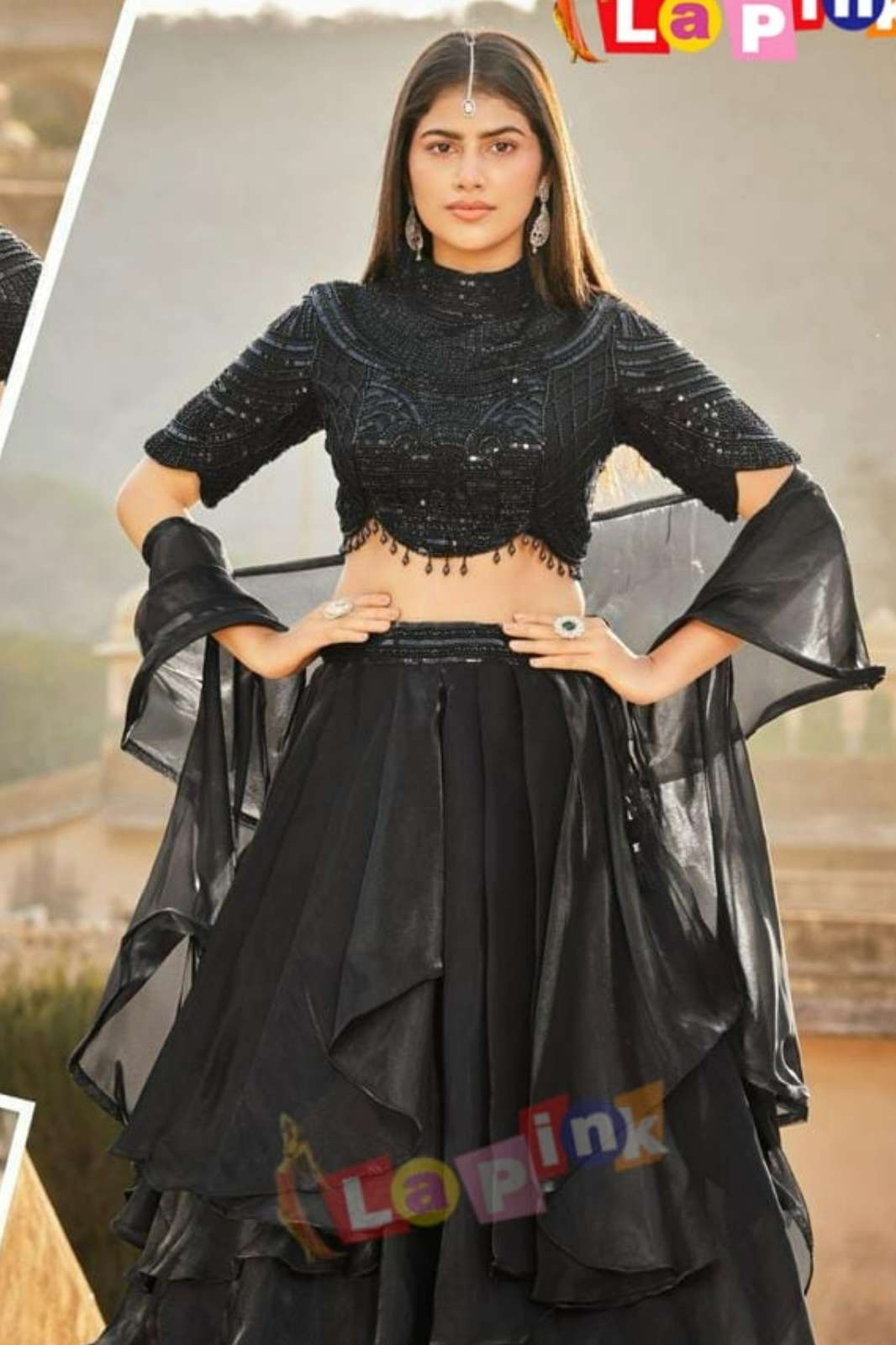 Lapink 20639 Ready to Wear Jimmy choo fabric Multi moti and stone Embroidered Wedding wear lehenga