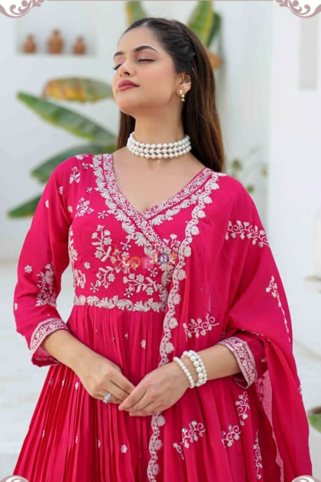 Lapink 20642 Ready to Wear Premium Chinon fabric Thread embroidered Sequenece and Moti Work Anarkali Suit