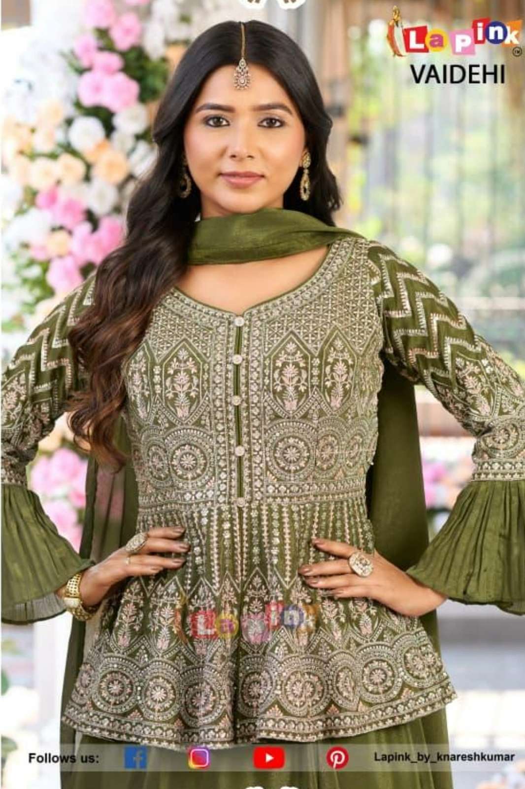 Lapink 20650 Stone Work Embroidered Chinon fabric Muslim Suit 