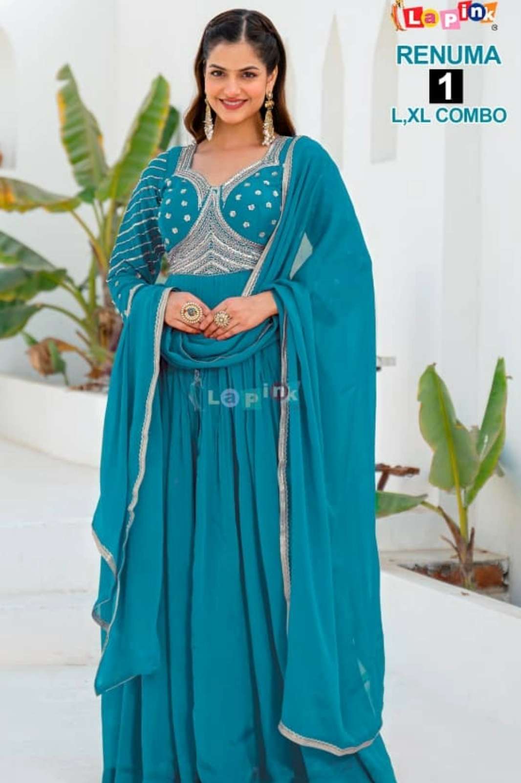 Lapink 20654 Ready to Wear Chinon fabric Sequence Handwork Anarkali suit 