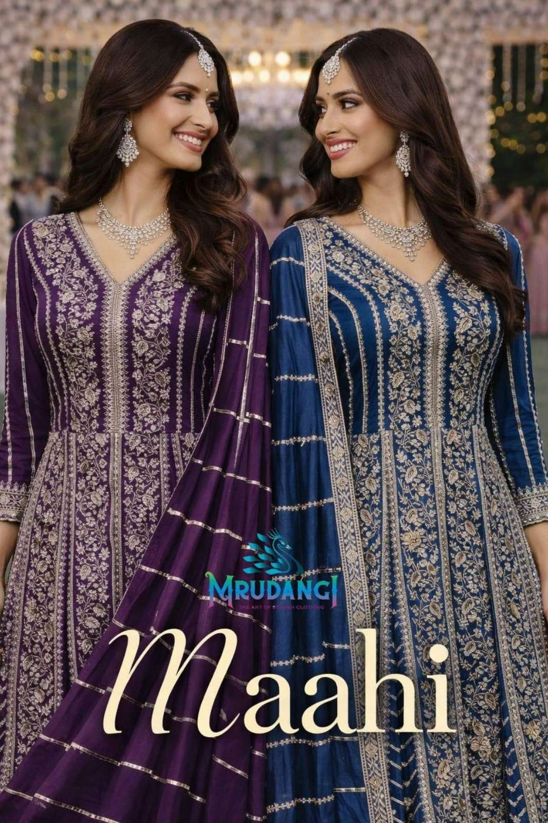 MRUDANGI PRESENT MAAHI REAL PREMIUM CHINON HEAVYE MBROIDERED PAKISTANI STYLE ANARKALI SUIT 