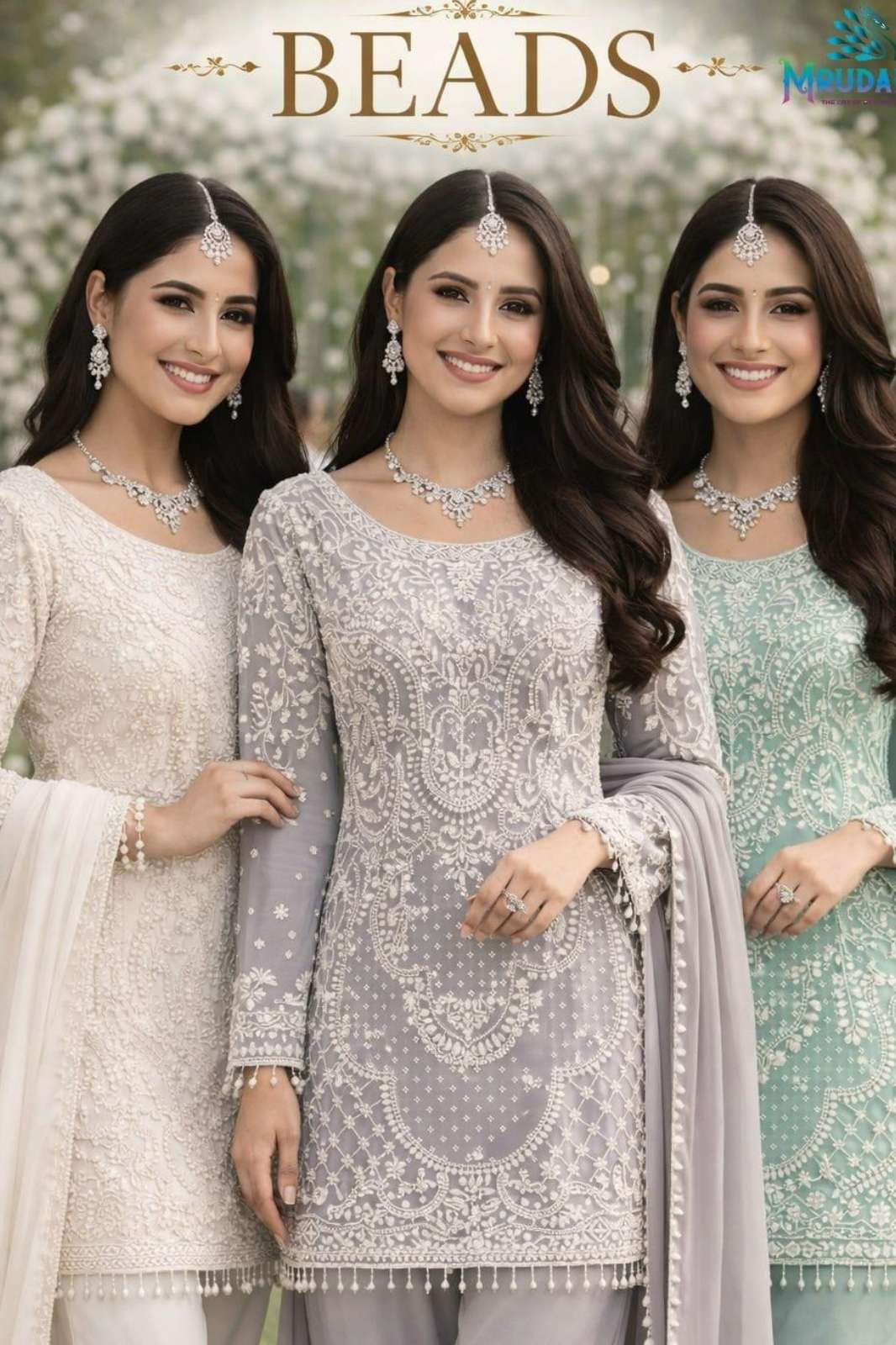 MRUDANGI PRESENTS BEADS REAL PREMIUM GEORGETTE HEAVY EMBROIDERED MUSLIM STYLE SUIT