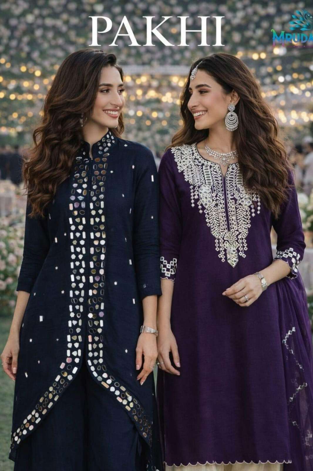 MRUDANGI PRESENTS PAKHI REAL SILK EMBROIDERED MIRROR WORK DESIGNER SUIT 