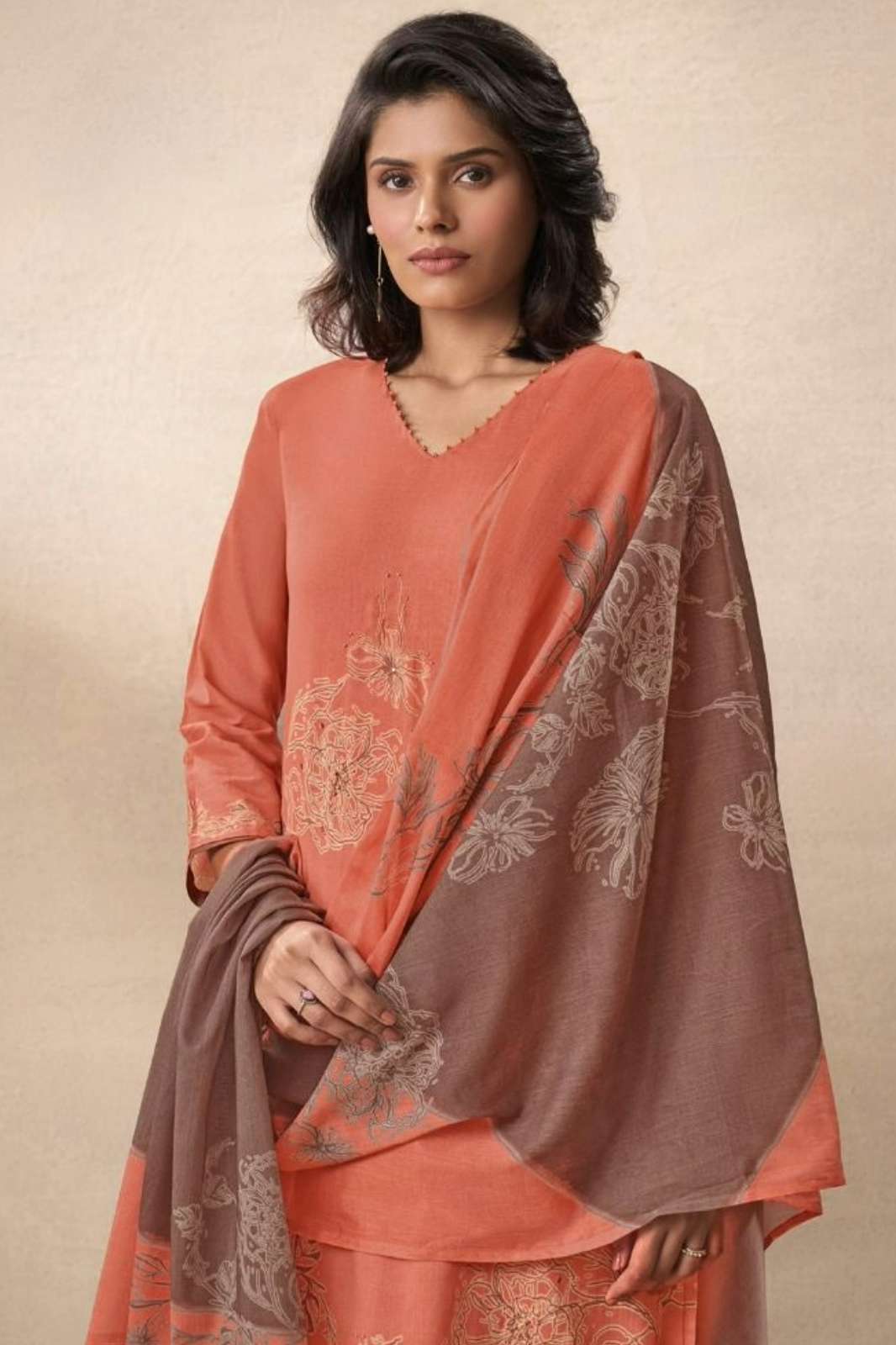 OMTEX MANNATI PREMIUM COTTON DIGITAL PRINTED WITH HANDWORK SUIT