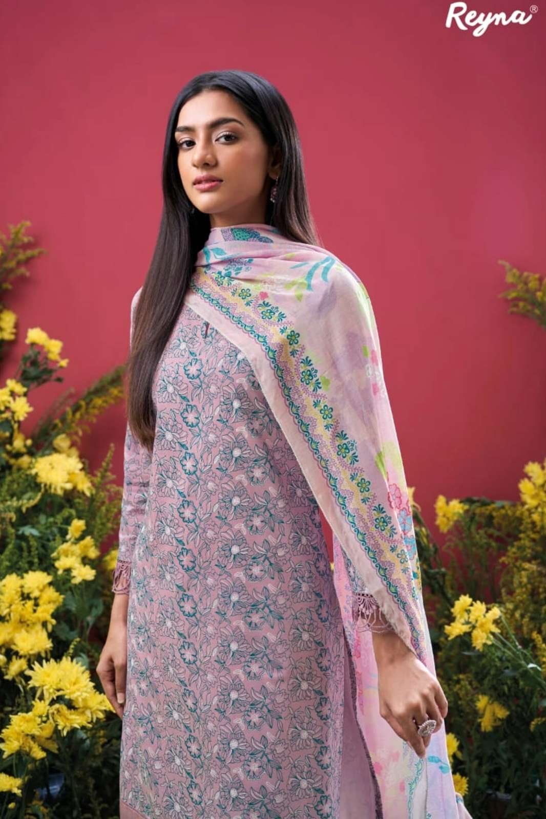REYNA MOH PREMIUM PURE COTTON BLOCK PRINTED WORK SUIT