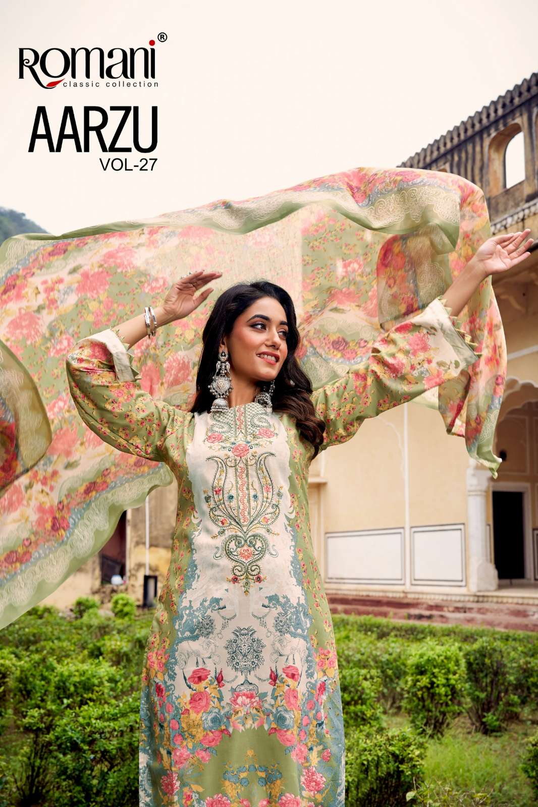 ROMANI Presents AARZU VOL 27 Festive Collection Digital Printed Cotton Suit with Embroidery work