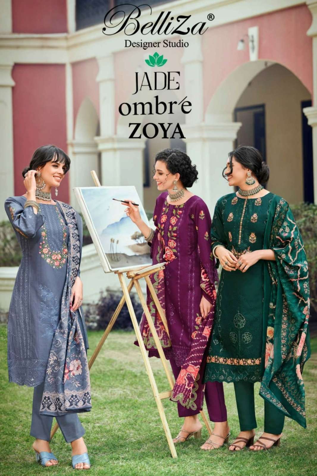 ROMANI Presents OMBRE ZOYA Festive Collection Heavy Karachi embroidered Cotton Suit