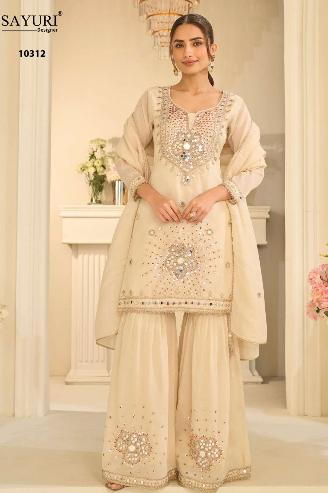 SAYURI MIRROR COLLECTION 10312 &A,B Colour SHIMMAR SILK GARARA SUIT