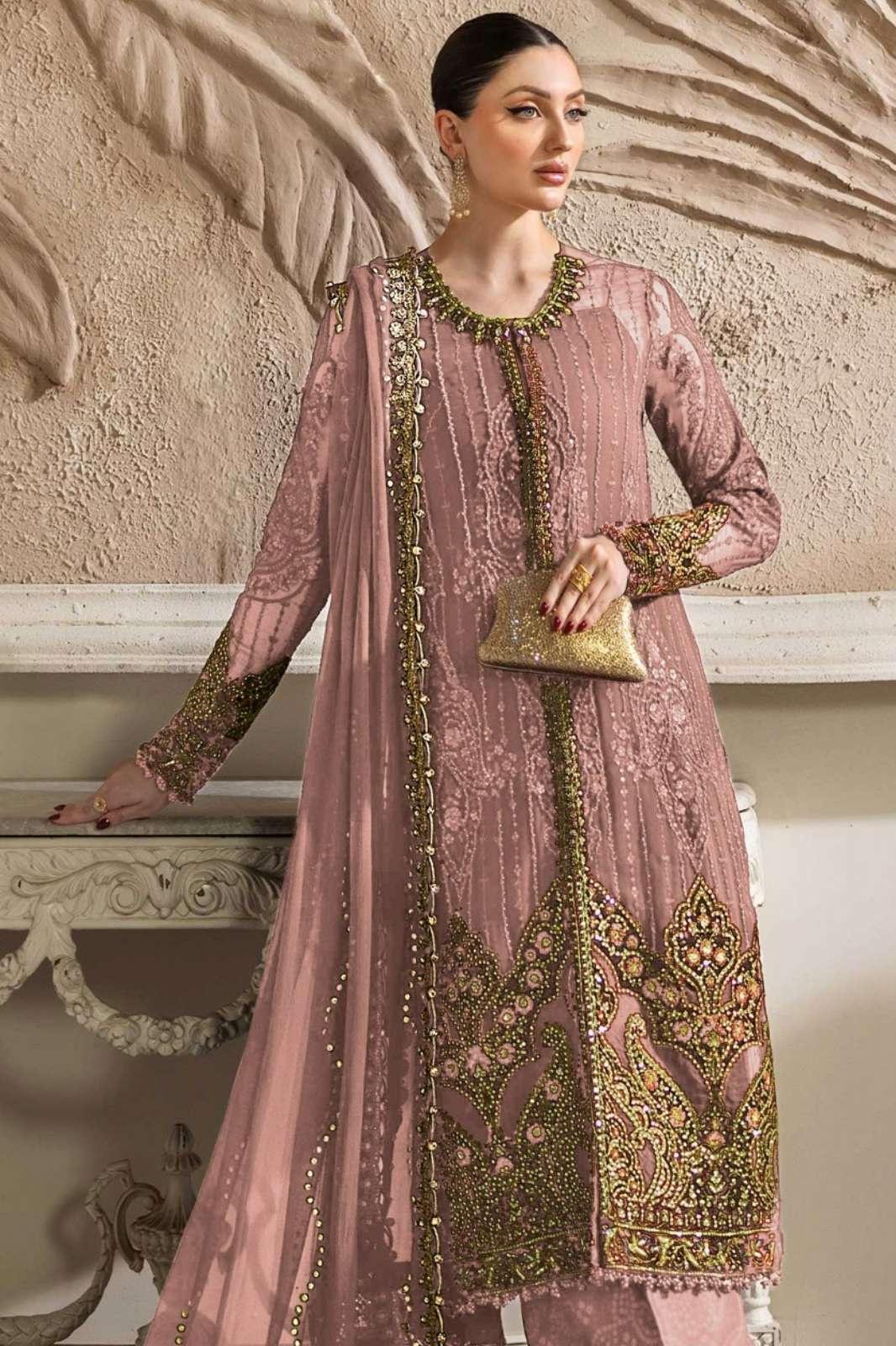 SERINE S 839 CHIFFON HEAVY EMBROIDERED AND HAND KHATLI WORK SUIT COLLECTION