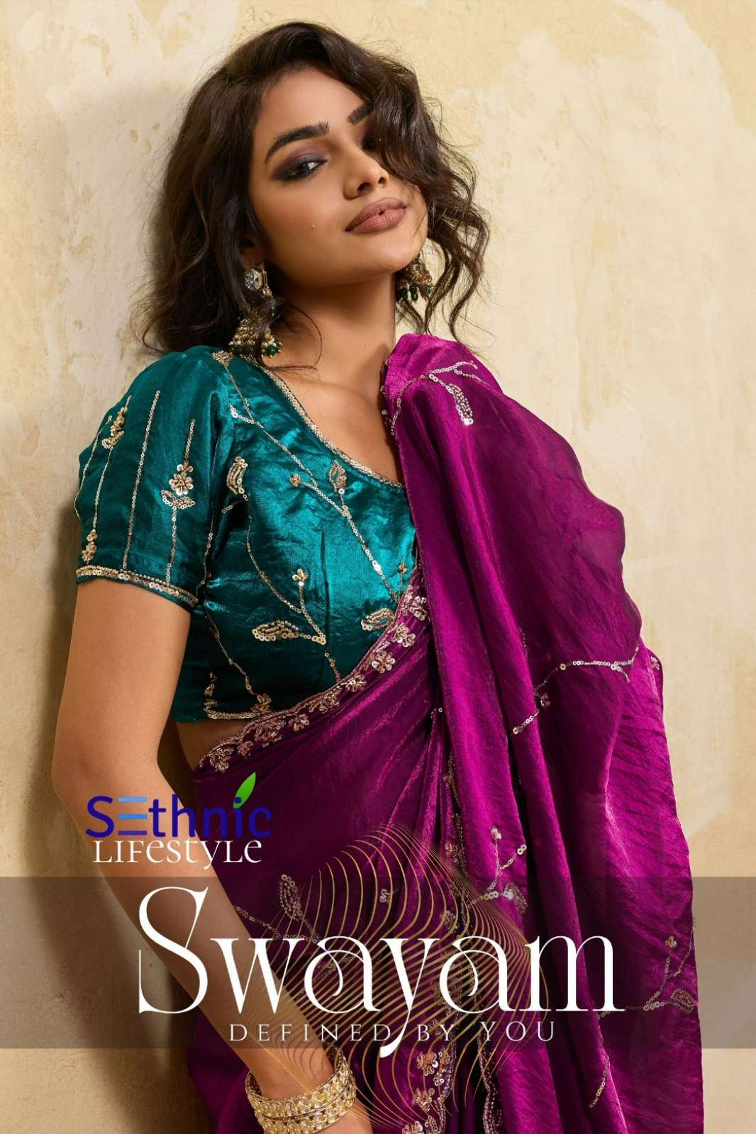 Sethnic Lifestyle Swayam Metallic Velvet Satin With Cutdana Beads and Sequins Zari Work Saree Collection 