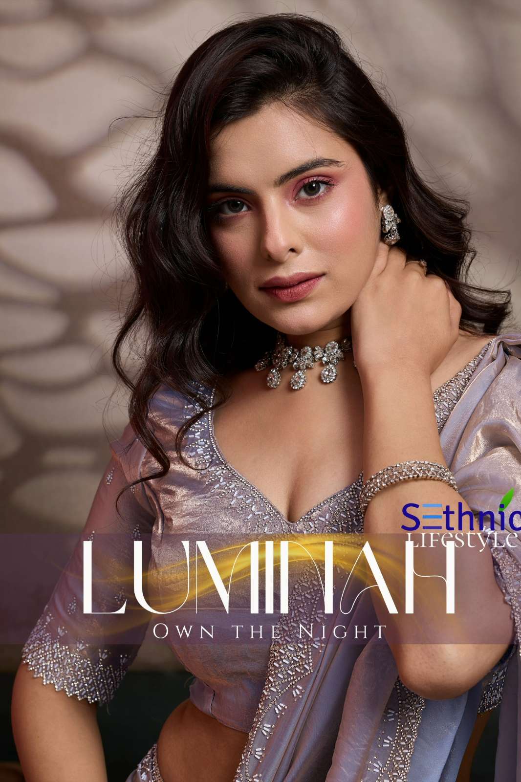 Sethnic LUMINAH Ultra luxurious Velvet Satin Saree With Hand crafted Cutdana & Zarkan border