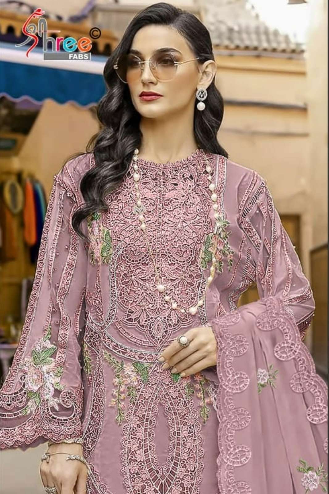 Shree Fab K 5552 02 Beautiful Embroidered Chiffon Pakistani Suit