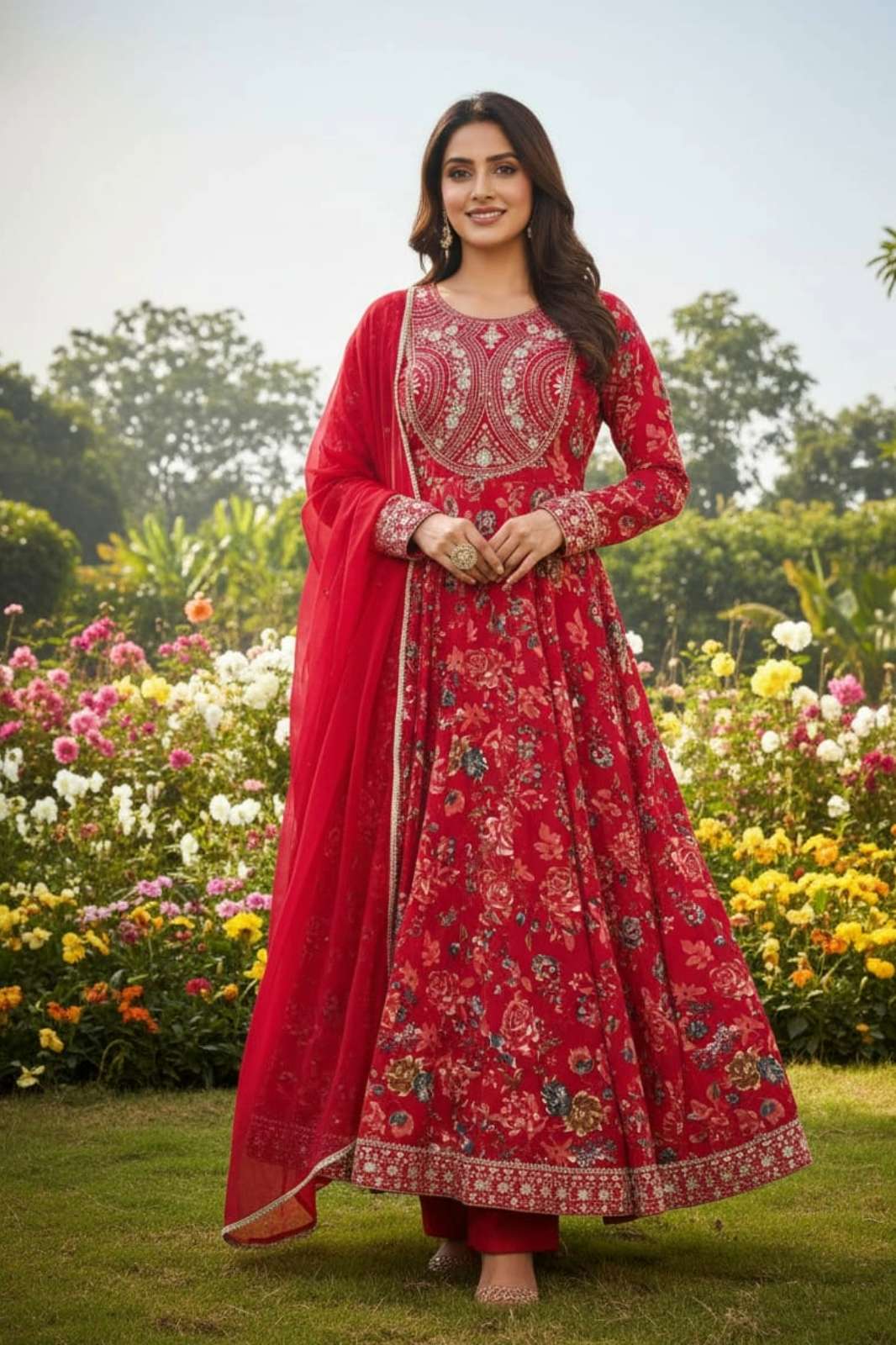 Shri Balaji 20192 Ready to wear Beautiful ANARKALI KURTA With Heavy Reyon Embroidery Work