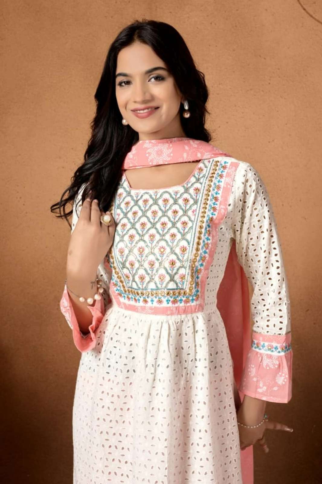 Shri Balaji 20193 Ready to wear Beautiful Shiffli Cotton fabric kurti with sequence embroidered Work