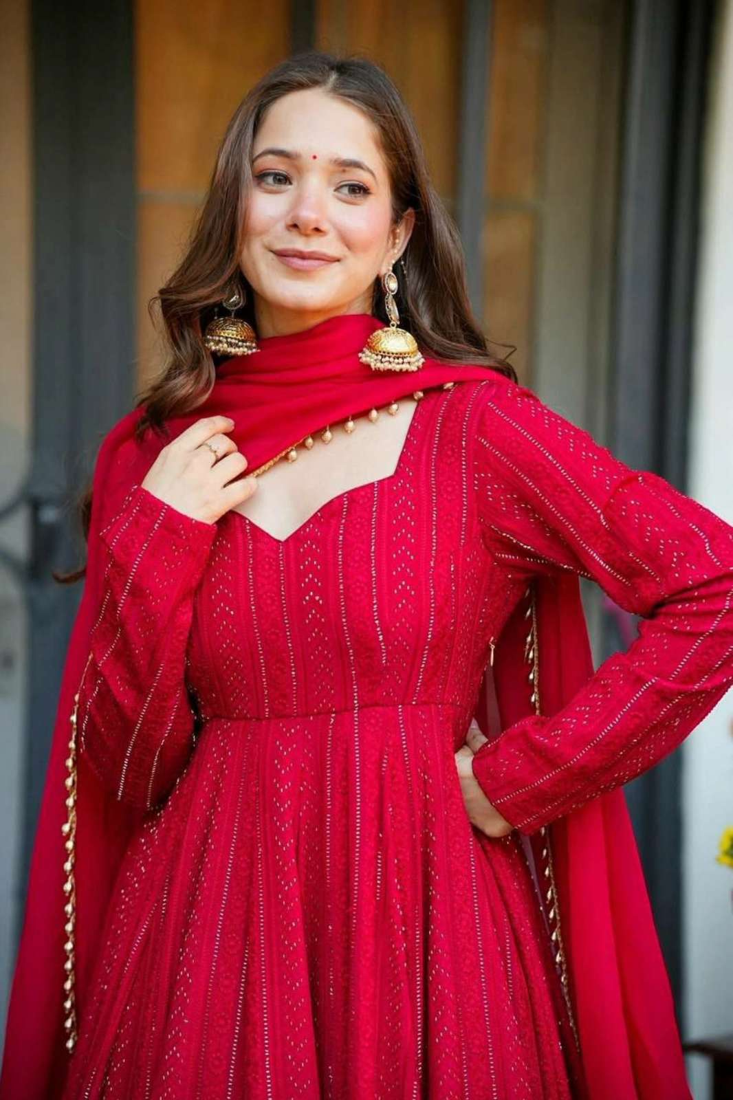  SHRI BALAJI DV 25369 READY TO WEAR EMBROIDERED BLOOMING GEROGETTE ANARKALI SUIT 