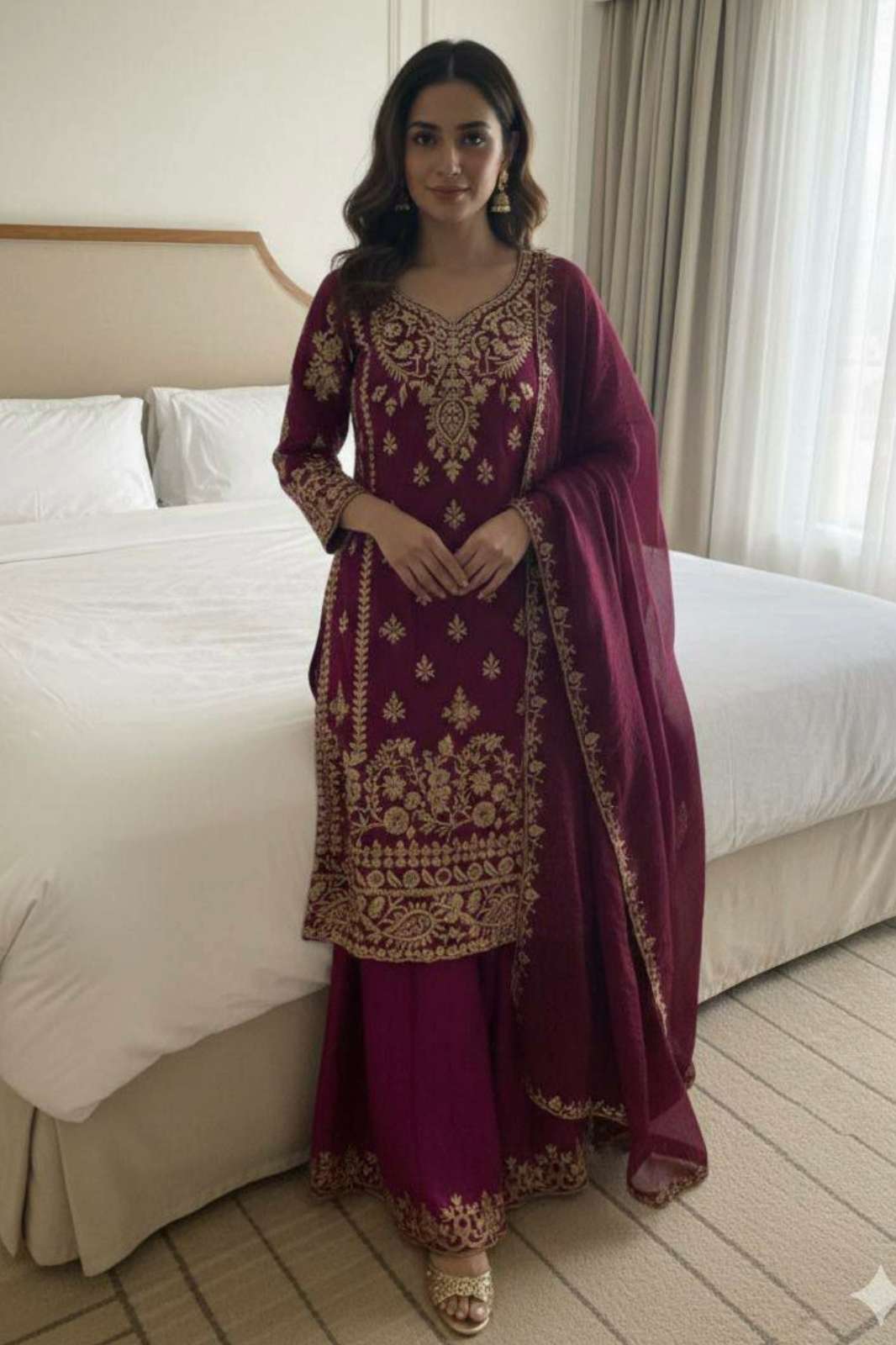 Shri Balaji DV 25402 FENDI FABRIC BEAUTIFUL SEQUENCE EMBROIDERY MUSLIM SUIT