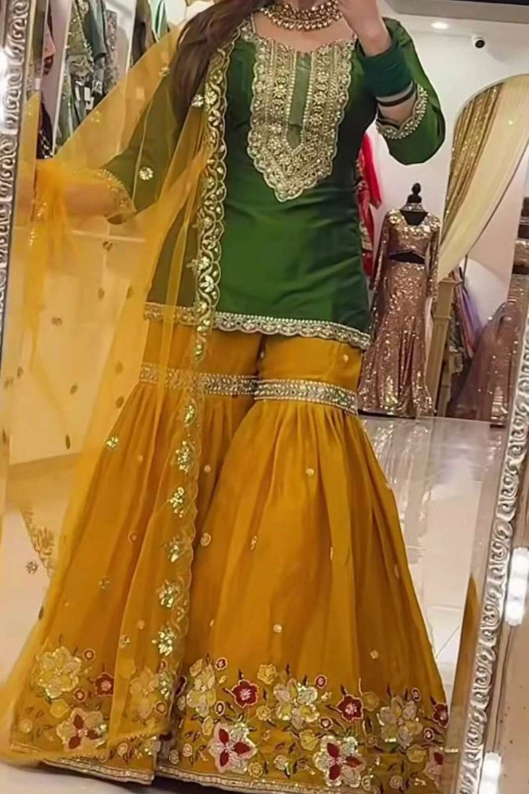 SHRI BALAJI DV 25439 PREMIUM READYMADE SEQUENCE EMBROIDERED GEORGETTE SHARARA SUIT