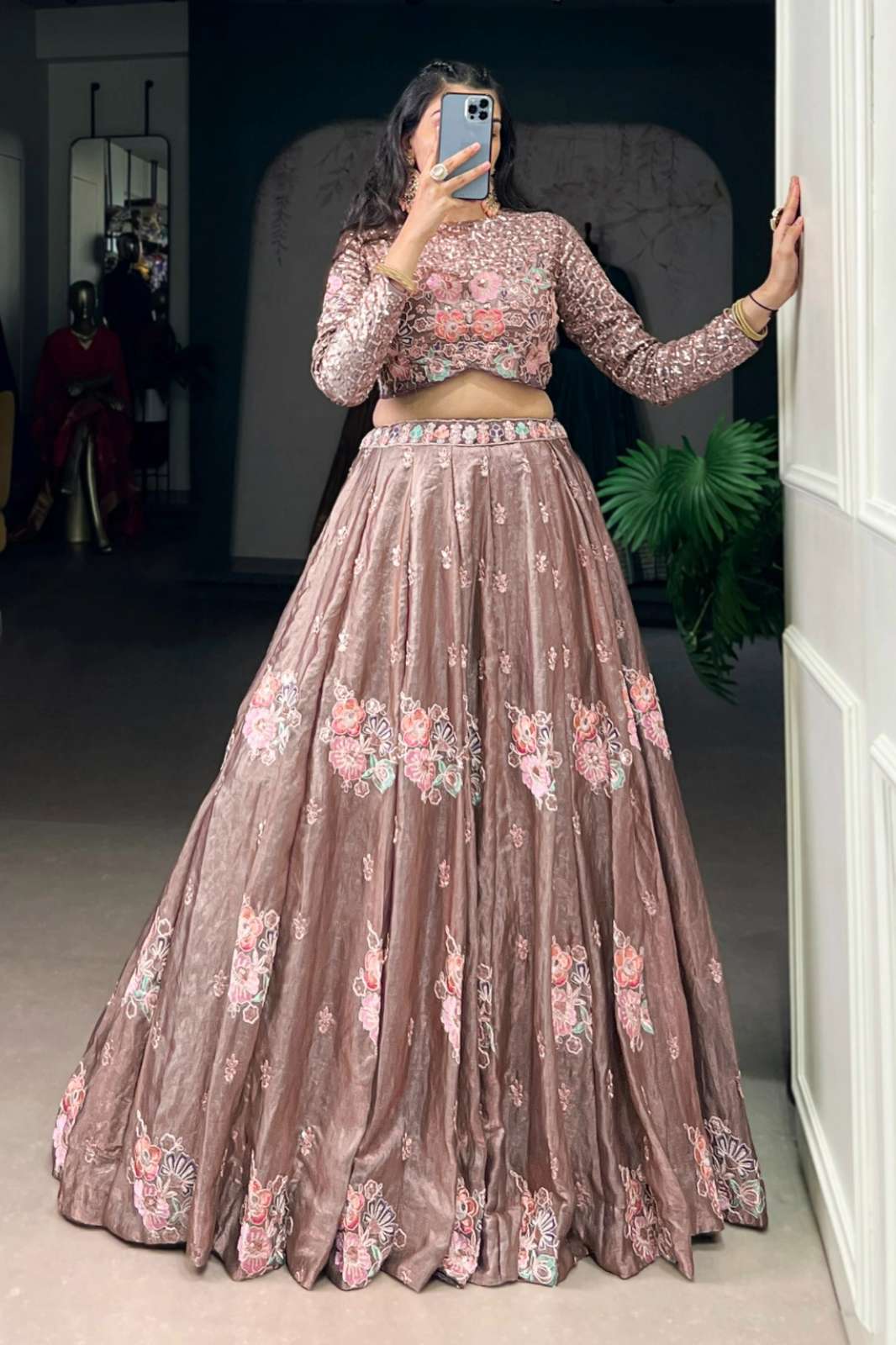 Shri Balaji Emporium 1143ONN Fandi fabric Sequins and Thread Embroidered Party wear Lehenga