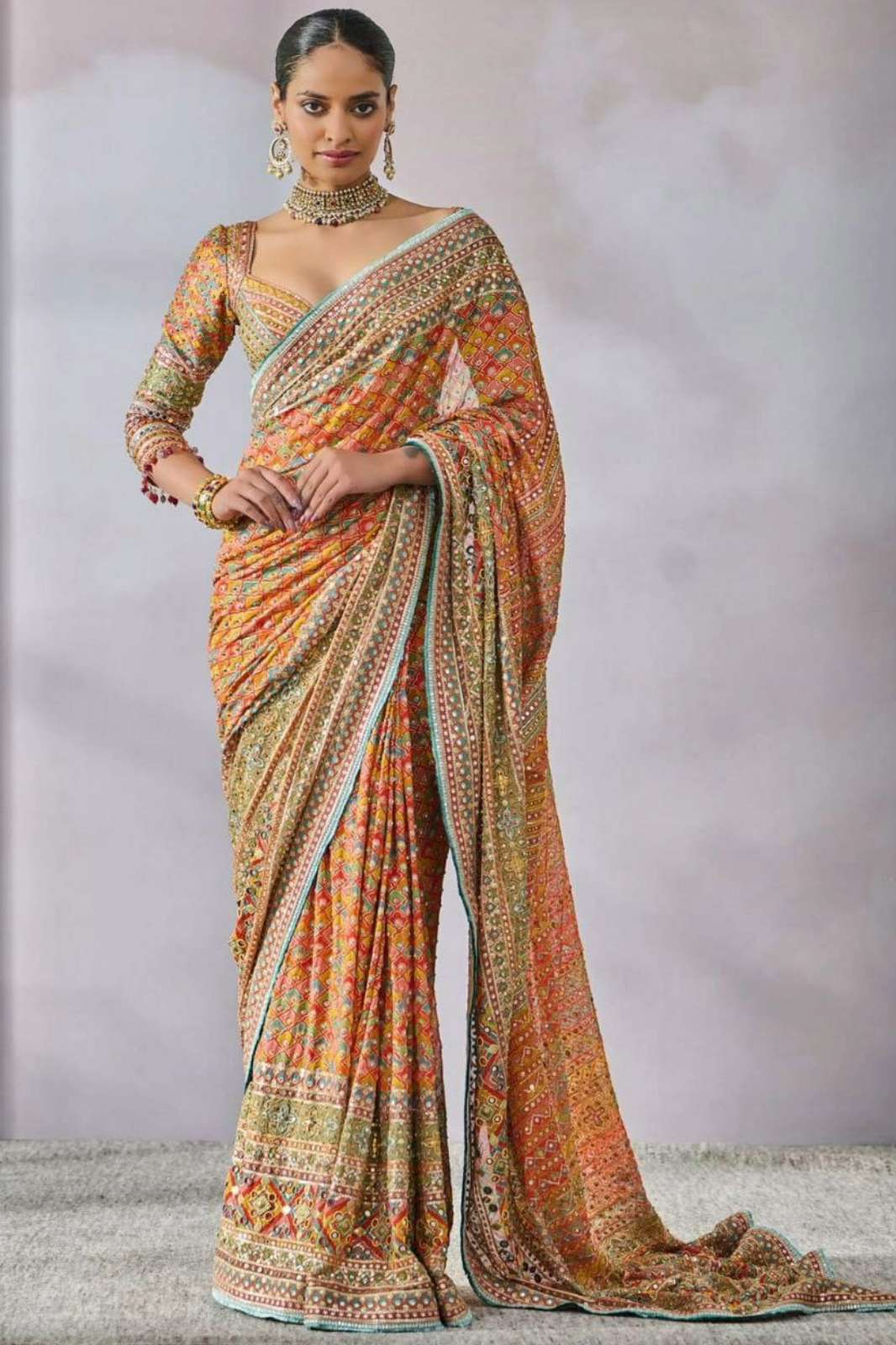 Shri Balaji Emporium 20327 SILK Saree Beautiful print with mirror work