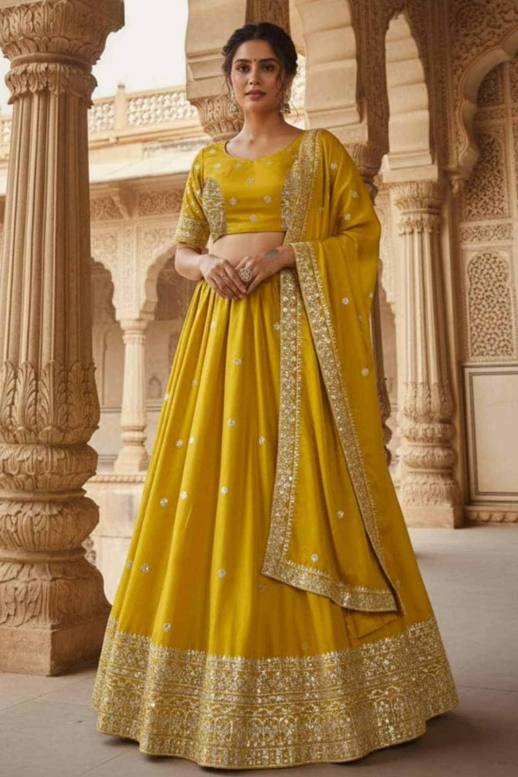 Shri Balaji Emporium 20521 Beautiful Chinon Embroidered Designer Wedding Lehenga