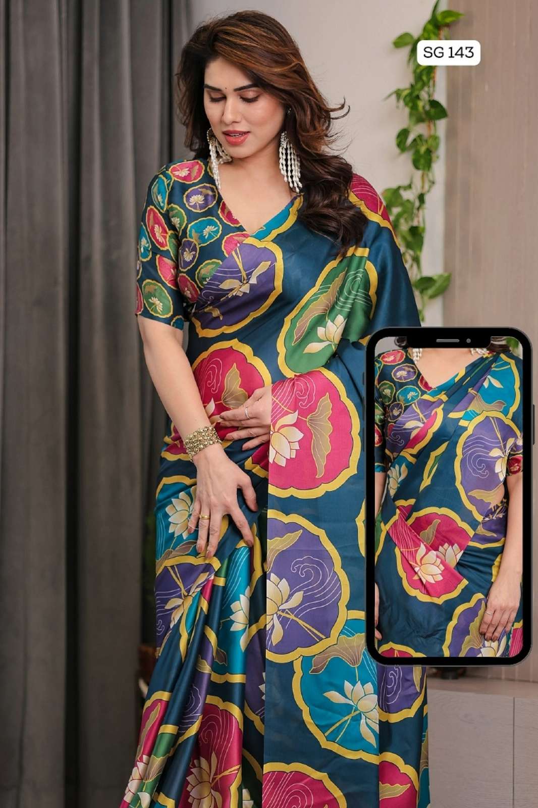 Shri Balaji Emporium AF  SG 101 TO SG 150 PREMIUM SATIN GEORGETTE SAREES 