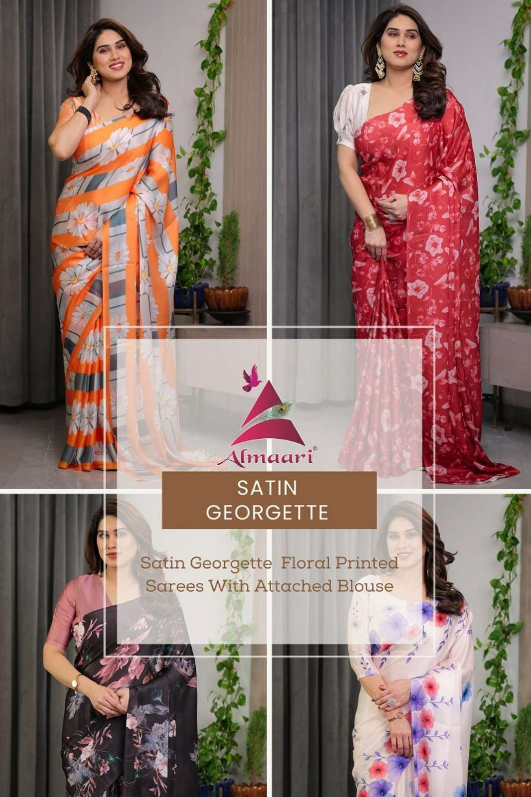 Shri Balaji Emporium AF  SG 101 TO SG 150 PREMIUM SATIN GEORGETTE SAREES 