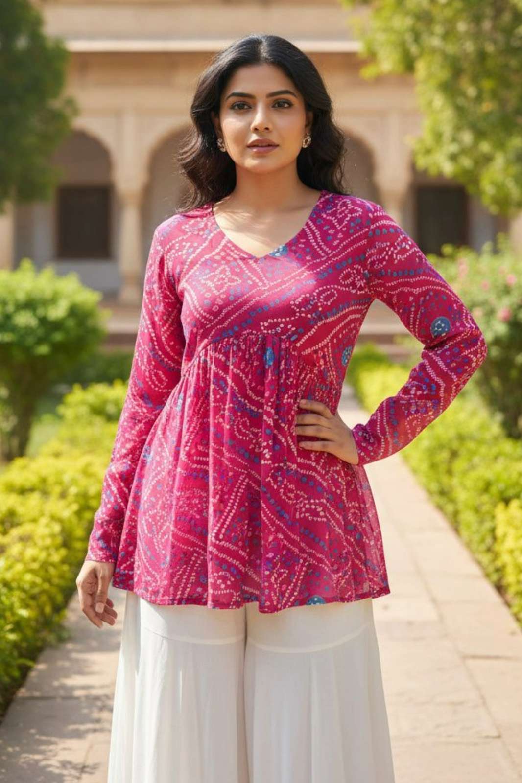 Shri Balaji Emporium Bandhej Top Georgette fabric daily wear kurtis 