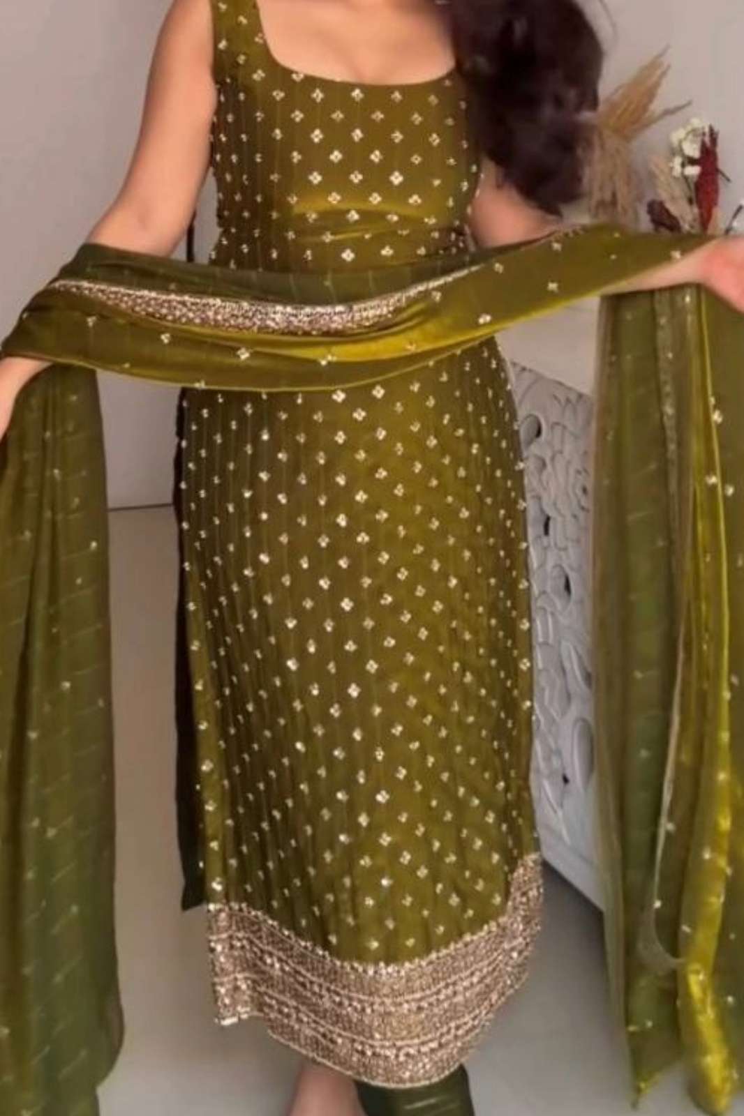 Shri Balaji Emporium DV 25433 FENDI FABRIC BEAUTIFUL SEQUENCE EMBROIDERY MUSLIM SUIT