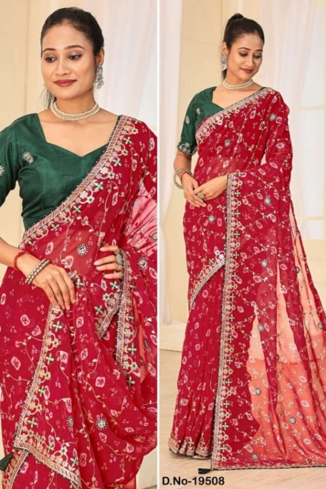 Shri Balaji Emporium FUL PATTI PREMIUM HEAVY WORKED GEORGETTE SAREE