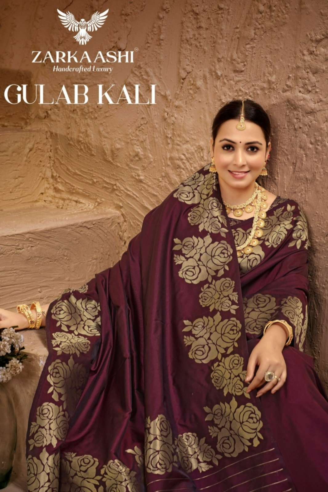 Shri Balaji Emporium Gulab kali Banarasi Katan Silk Saree With Beautiful Rose Pattern Weaving Border & Pallu 