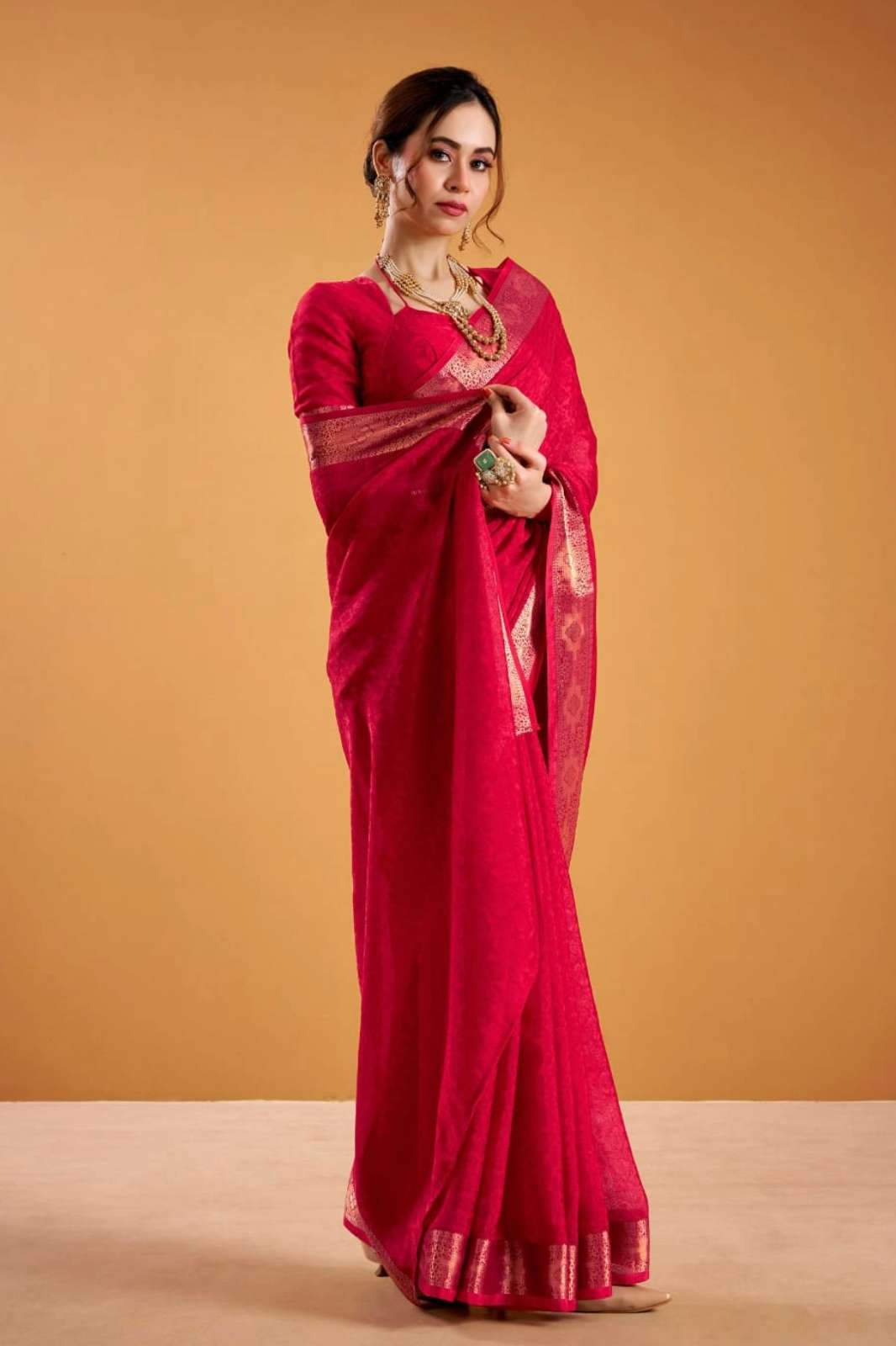 Shri Balaji Emporium LNB MRITSA Beautiful poly shimmer fancy saree collection