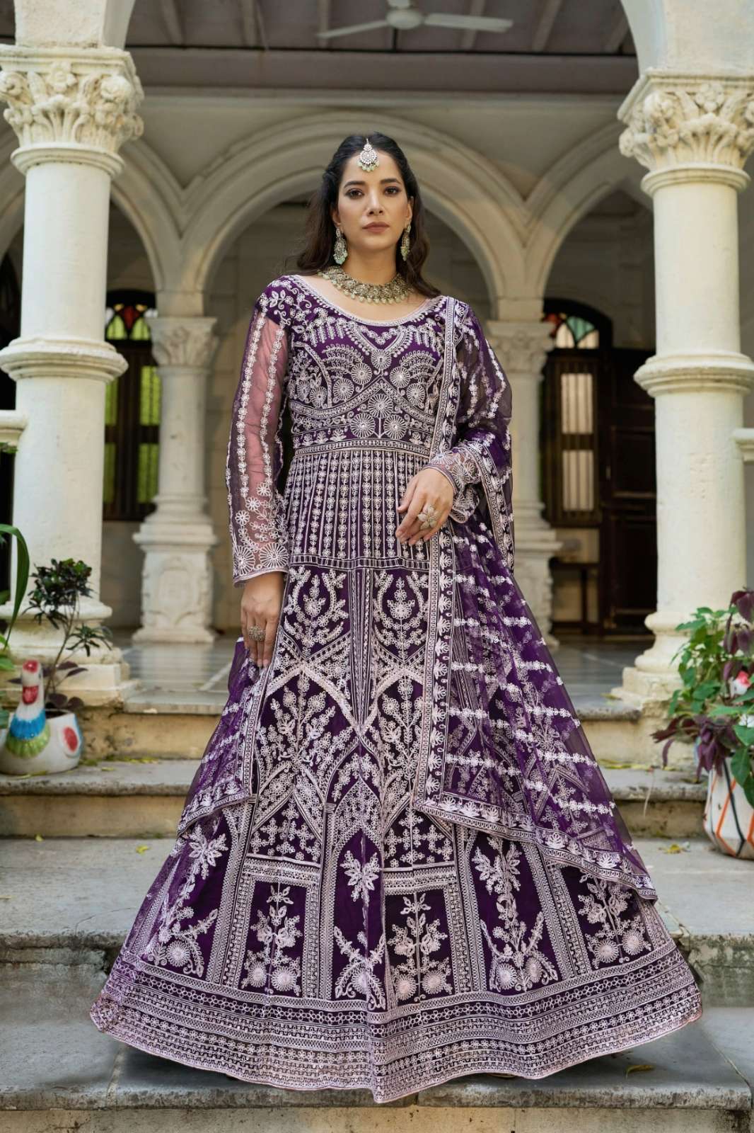 Shri Balaji Emporium MEHFIL 3 Beautiful BUTTERFLY NET EMBROIDFERED ANARKALI SUIT 