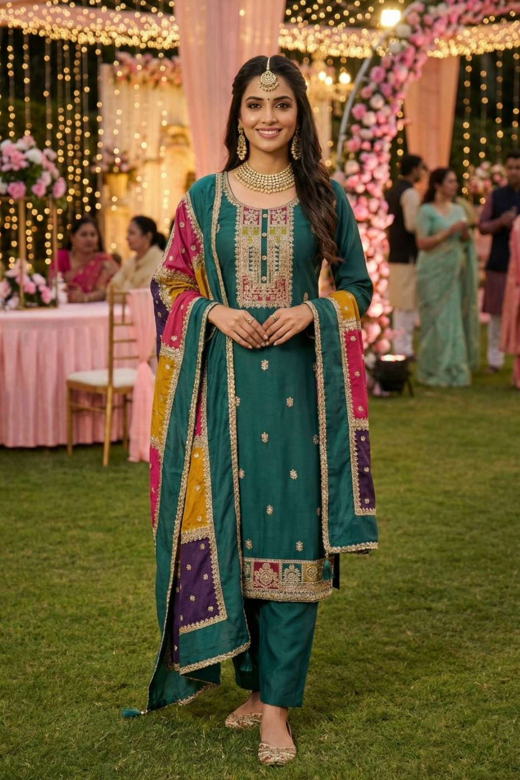 Shri Balaji Emporium NAVIKA Heavy Chinon with Embroidered Sequence & Coding Work Suit
