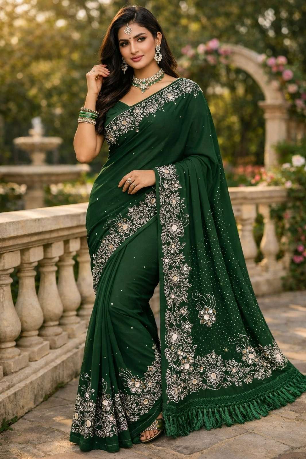 Shri Balaji Emporium SD 216A Beautiful moti work fancy saree 