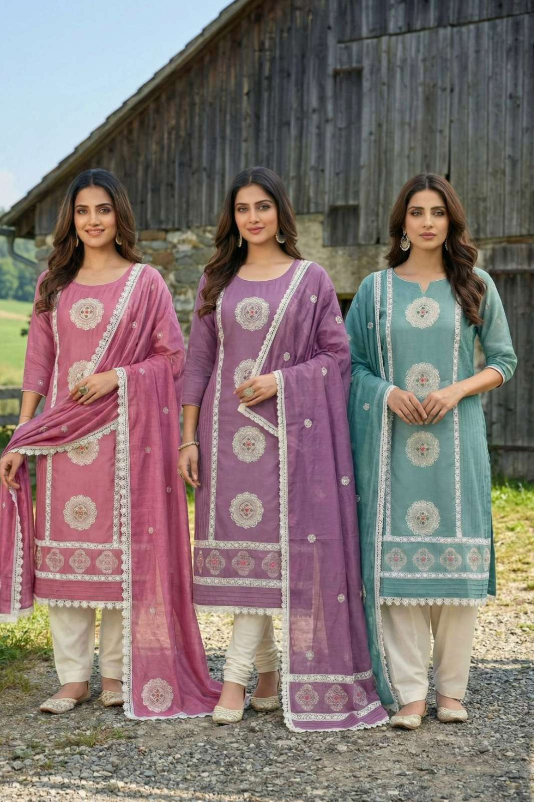 Shri Balaji Emporium SHIVANI PREMIUM ROMAN SILK  WITH EMBROIDERY WORK SUIT 