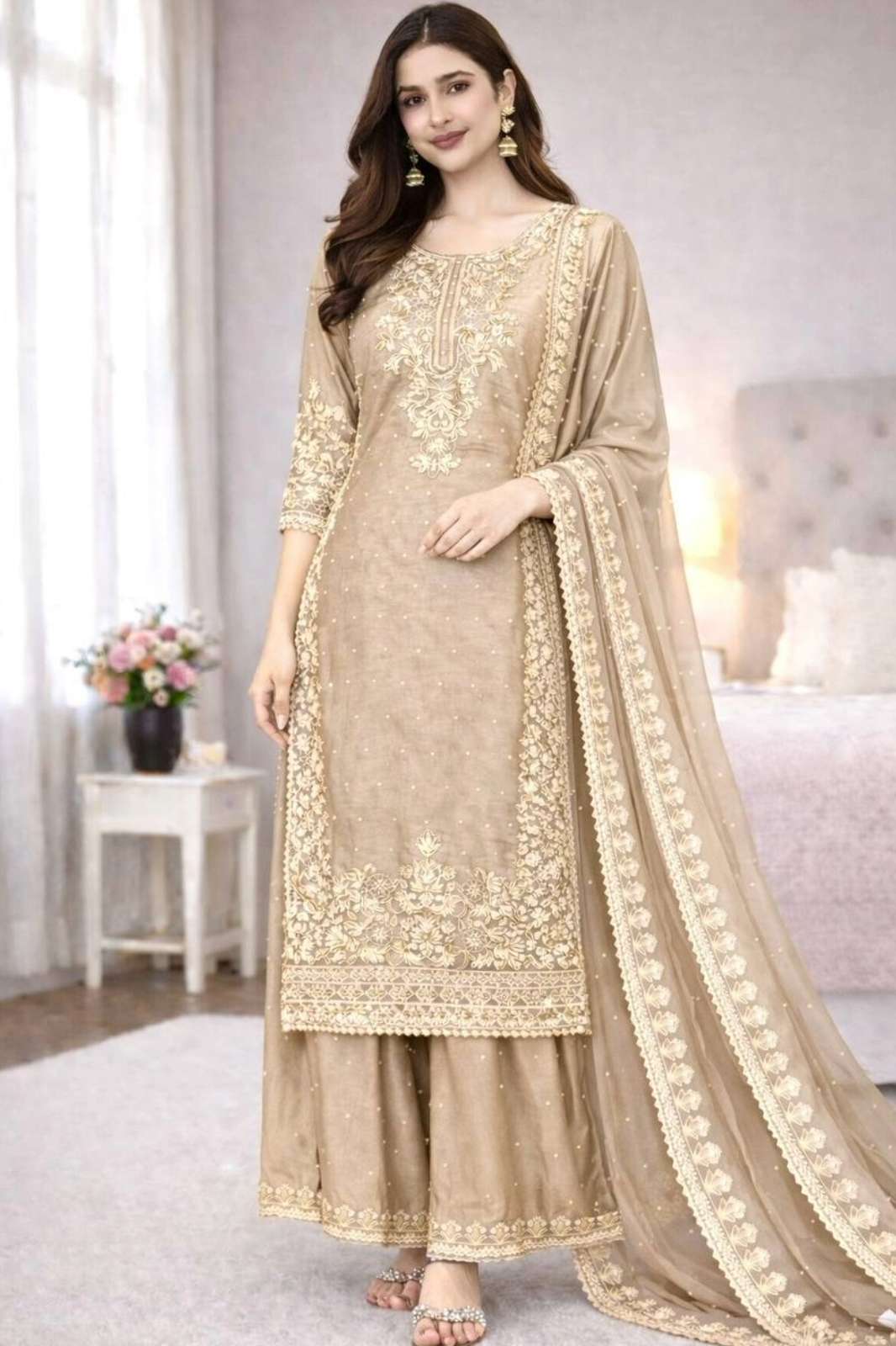 Shri Balaji Emporium SSR 535 GMY SILK Embroidered Sequence Work Party wear suit