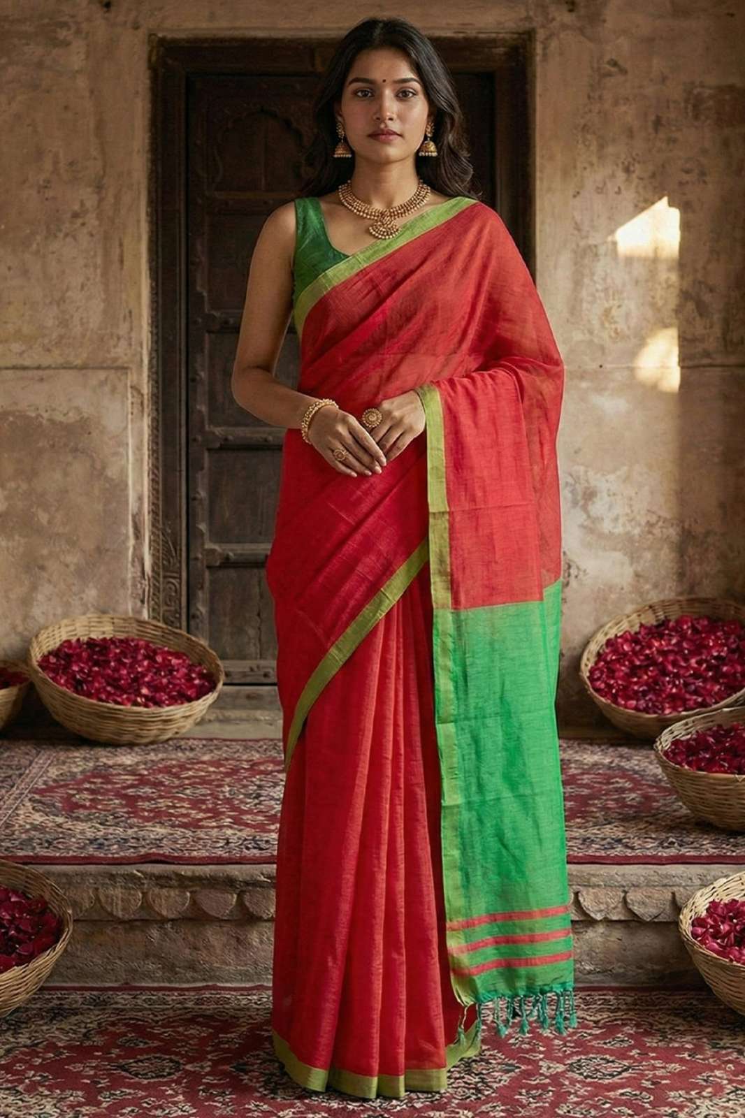 Shri Balaji Emporium VARNDA COTTON PREMIUM COTTON FABRIC SAREE COLLECTION 