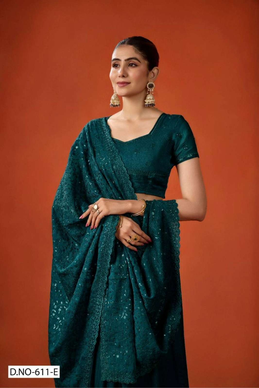 SHRI BALAJI PRESENTS  611 TO 611F SEQUENCE WORK PARTY WEAR SAREE COLLECTION 