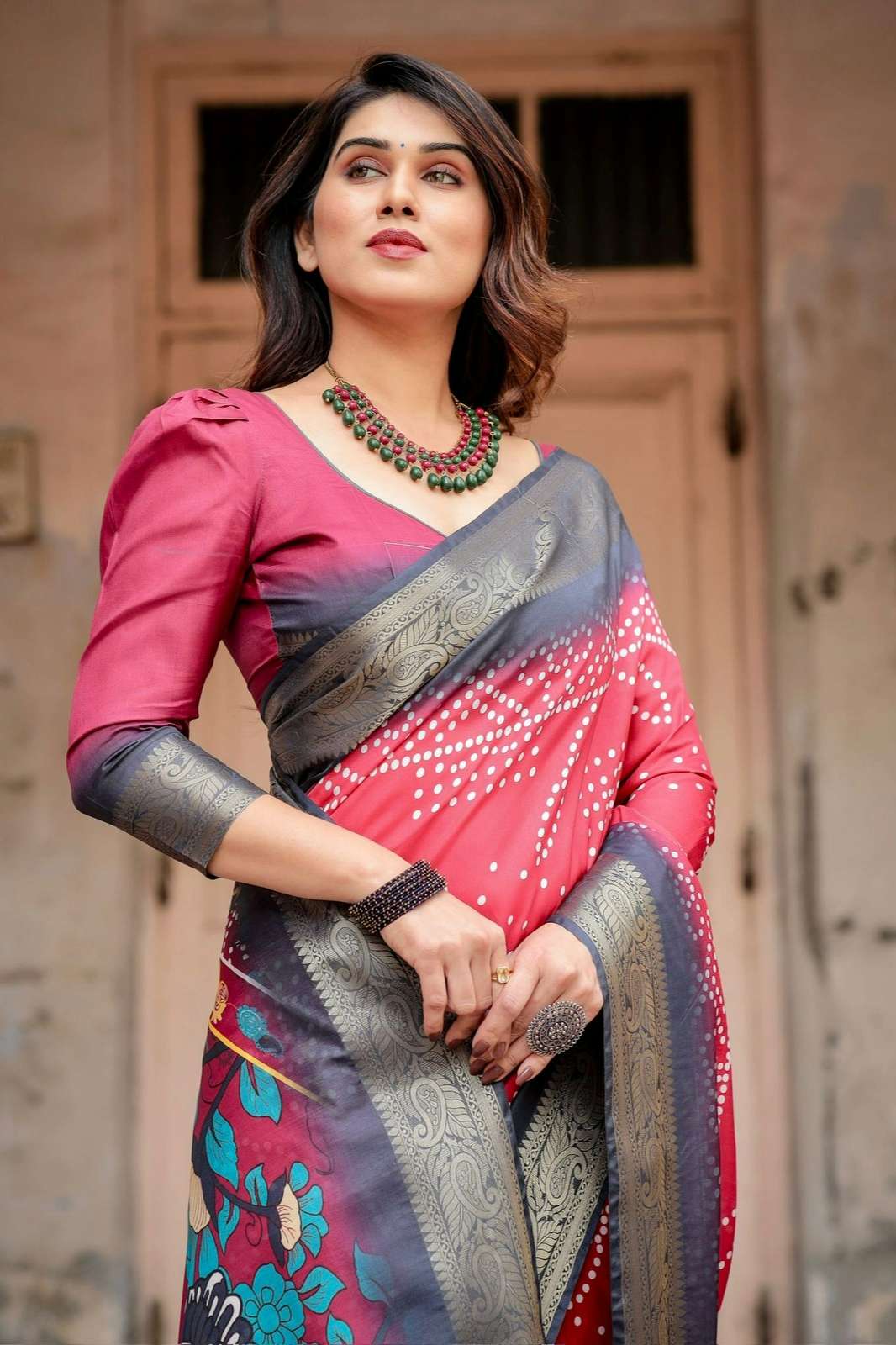 SHRI BALAJI PRESENTS AF TUSSAR 1090 BEAUTIFUL MYTHOLOGICAL PRINTED BANDHANI SAREE 