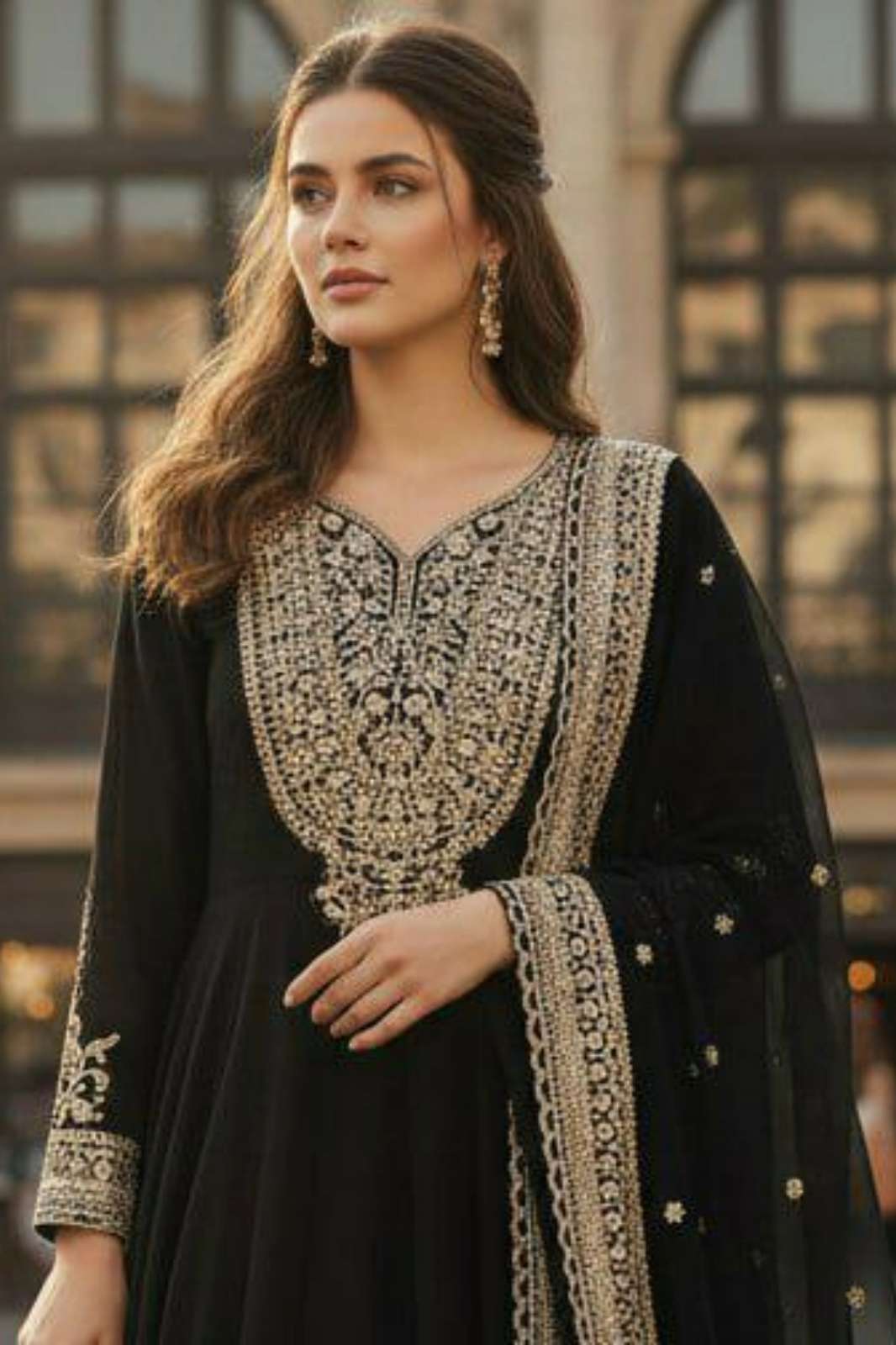 SHRI BALAJI PRESENTS DV 253454 READY TO WEAR SEQUENCE AND EMBROIDERED WORK GOWN DUPATTA SET